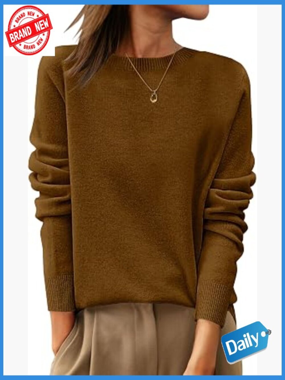 100% Wool Crewneck Long Sleeve Pullover Sweater for Women Business Casual Fall